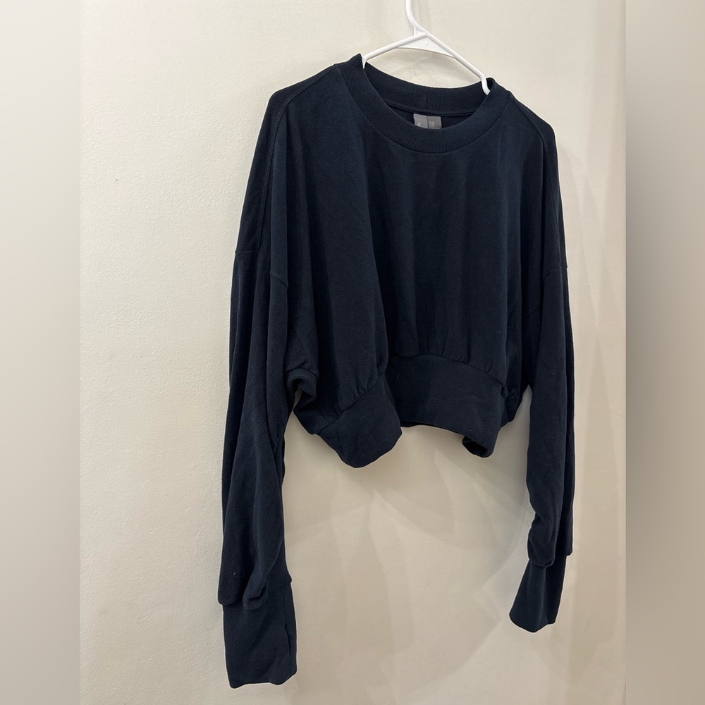 Sweaty Betty NWT cropped XL navy blue long sleeve top - Italian fleece